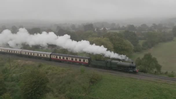 Train Vapeur Cotswolds Qui Longe Frontière Gloucestershire Worcestershire Des Cotswolds — Video