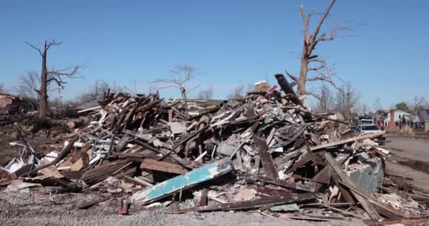 Diciembre 2021 Tornado Destruye Gran Parte Mayfield Kentucky — Vídeo de stock