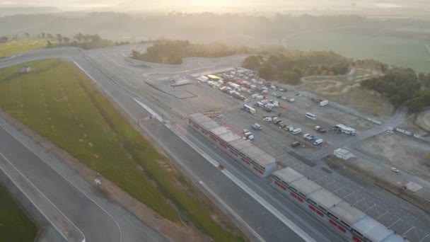 Vista Aerea Sulla Pista Corsa Alba Mattutina Alcarras Spagna — Video Stock