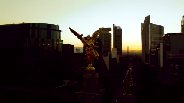 Mexico City Deki Ikonik Anıtlardan Birinin Eşsiz Manzarası Angel Independencia — Stok video