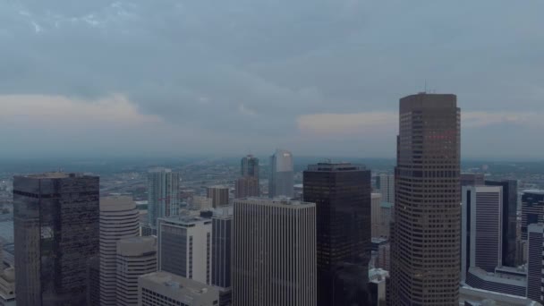 Antenn Bosätta Sig Över Centrum Denver Colorado Strax Efter Soluppgången — Stockvideo