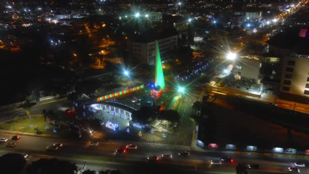 Pawilon Narodów Parku Center Heroes Nocą Santo Domingo Dominikanie Widok — Wideo stockowe