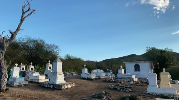 Старовинні Могили Муніципальному Цвинтарі Ель Тріунфо Баха Мексика — стокове відео