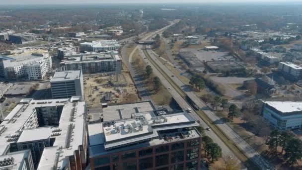 Stedelijke Antenne Snelweg Woon Werkverkeer Durham North Carolina — Stockvideo