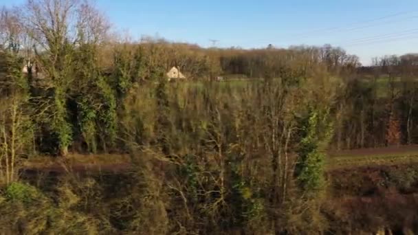 Zwei Männer Radeln Auf Der Grünen Landstraße Der Normandie Frankreich — Stockvideo