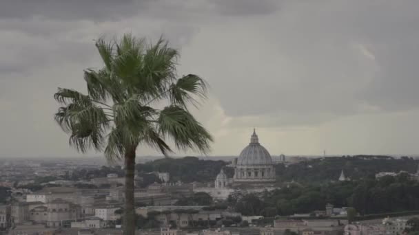 Roma Prima Della Tempesta Cielo Diventa Buio Ventoso — Video Stock