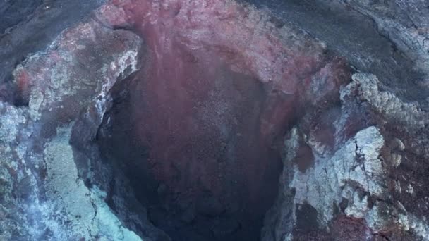 Dormant Geldingadalsgos Volcano Crater Iceland Aerial — Stock Video