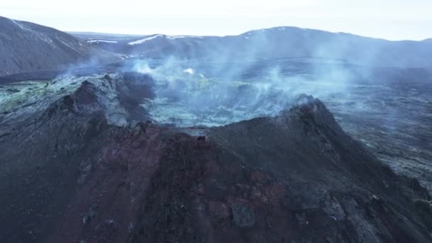 Sírový Plyn Vycházející Neaktivního Geldingadalsgos Islandu Vzdušný — Stock video