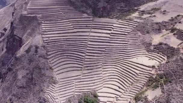 Landwirtschaftliche Terrassen Von Pisac Den Antiken Inka Ruinen Süden Perus — Stockvideo