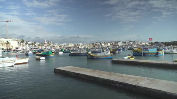 Marsaxlokk Eski Balıkçı Köyü Malta Adası Ndaki Önemli Turist Çekimi — Stok video