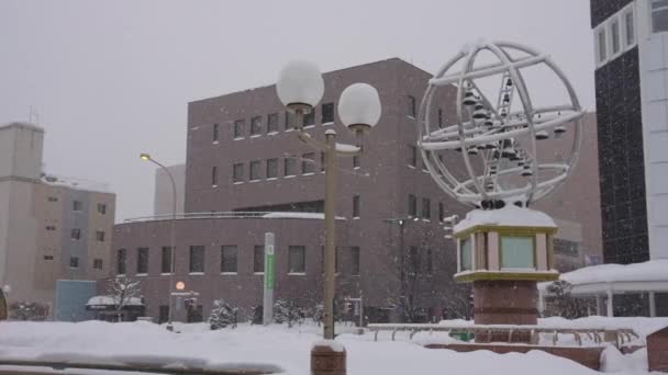 Stadt Aomori Schnee Fällt Zeitlupe Über Leere Straßen Japan — Stockvideo