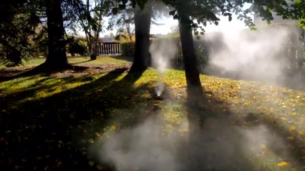 Popup Sprinkler Spray Blir Blåst Höst För Vinterförvaring — Stockvideo