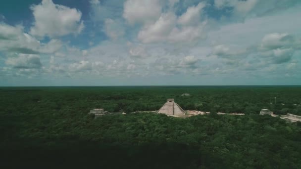 Skrytý Chrám Maya Husté Zelené Džungli Yucatan Chichen Itza Letecký — Stock video