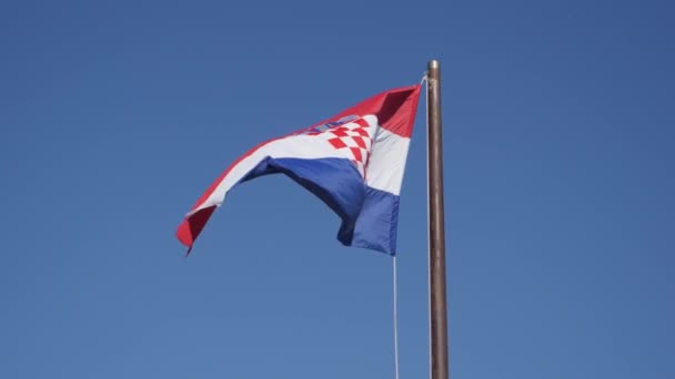 Bandera Croacia Escudo Armas Cámara Lenta — Vídeo de stock