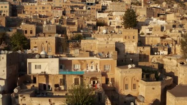 Mardin City Old Houses Turkey Sunset Serangan Drone Udara — Stok Video