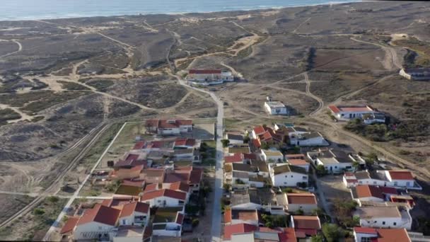 Domy Pobřeží Ostrova Culatra Barrier Island Ria Formosa Algarve Region — Stock video