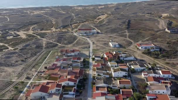 Häuser Der Küste Der Insel Culatra Barriereinsel Der Ria Formosa — Stockvideo