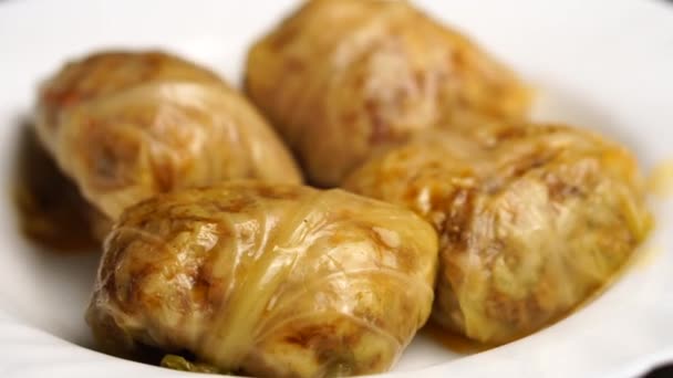 Sarma Aka Rollo Col Comida Tradicional Los Balcanes Europa Del — Vídeos de Stock