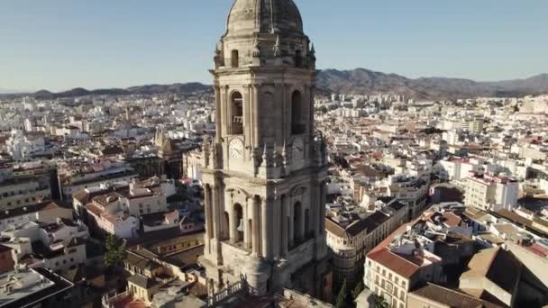 Catedral Encarnación Mlaga Catedral Málaga Contra Extenso Paisaje Urbano Vista — Vídeos de Stock
