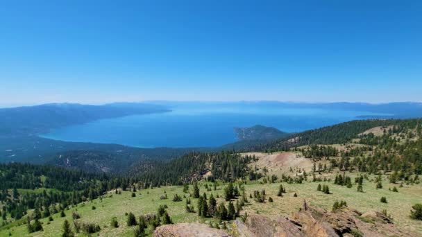 Vista Panorámica Del Lago Tahoe California Plano Aéreo — Vídeos de Stock