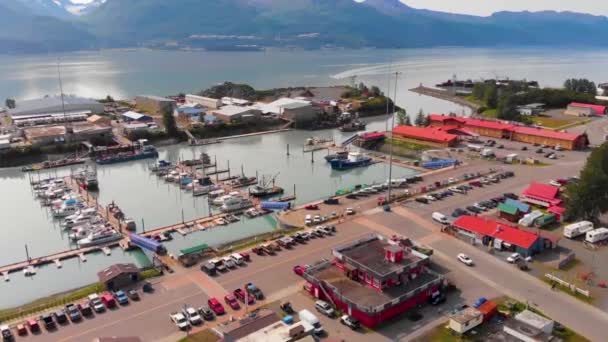 Drone Video Fishing Village Valdez Sunny Summer Day — стокове відео