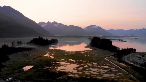 Drone Video Van Dock Point Trailhead Valdez Alaska Tijdens Sunny — Stockvideo