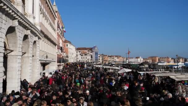 Grande Apertura Folla Post Covid Venezia Evento Carnevale Italia — Video Stock