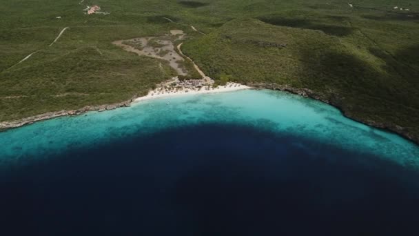 High Altitude Drone Shot Caribbean Beach Kenepa Curacao — Stock Video