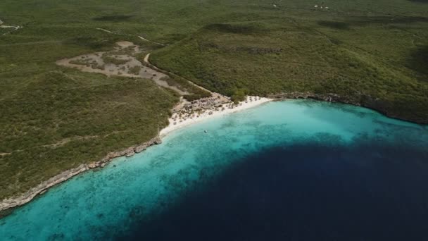 Curacao Adası Ndaki Kenepa Nın Karayip Sahilinde Yüksek Irtifa Drone — Stok video