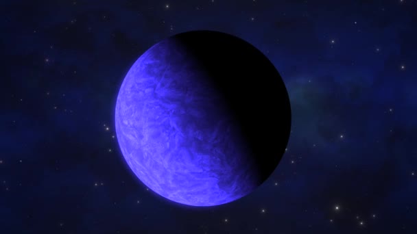 Cgi Nahaufnahme Eines Wolkenverhangenen Blauen Außerirdischen Planeten Der Sich Langsam — Stockvideo