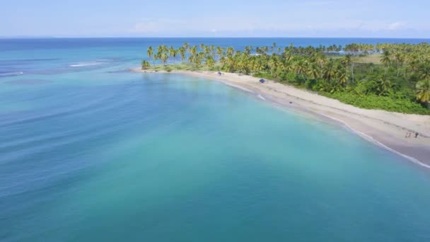 Agua Azul Turquesa Del Mar Por Playa Costa Esmeralda Miches — Vídeos de Stock