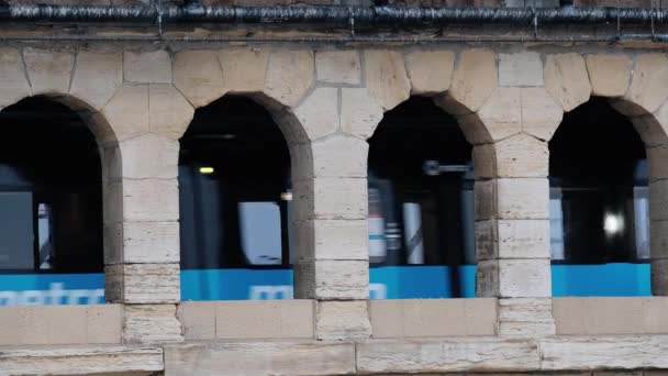 Light Rail Metro Louis Travels Eads Bridge Tunnel Static Slow — Stock Video