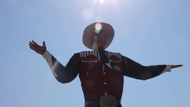 Big Tex Κύματα Φως Του Ήλιου Στο Παρασκήνιο Στο Τέξας — Αρχείο Βίντεο