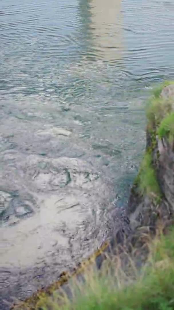 Vertical Shot Bizarre Motion Wirling Water Saltstraumen Bodo Nordland Norway — Stock video