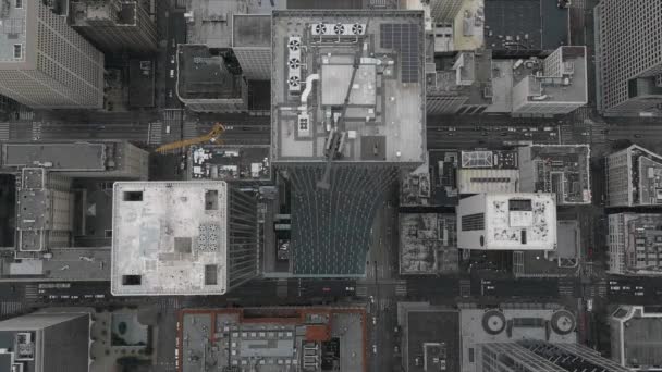 西雅图独特的雨天广场大厦的俯瞰图 — 图库视频影像