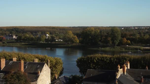 Tranquil Valle Del Río Loira Blois Francia Campo Francés Durante — Vídeos de Stock