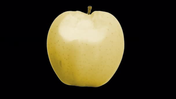 Äta Fräsch Läcker Gyllene Apple Time Lapse Stop Motion Transparent — Stockvideo