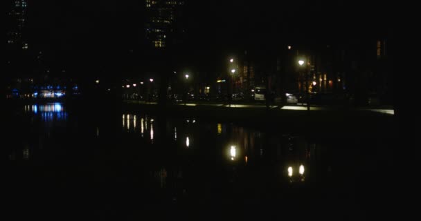 Рейны Ночь Городе Роттердам Нидерланды — стоковое видео