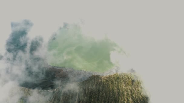 Nubes Blancas Proyectan Sombras Través Del Cráter Lago Del Volcán — Vídeo de stock