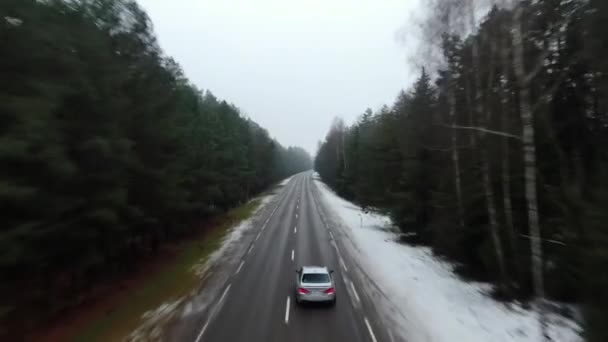 Drone Seguir Bmw M10 Embora Lituânia — Vídeo de Stock