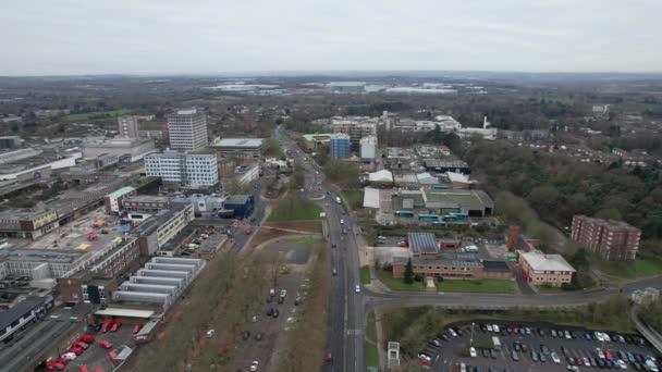 Harlow Essex Town Centre Shopping Centre Aerial Pan Footage — ストック動画