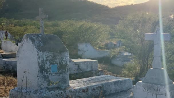 Graves City Cemetery Town Triunfo Baja México — Vídeo de stock