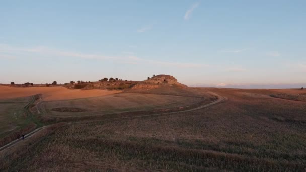 Aerial Views Man Hiking Different Trails Guadalajara Spain — Stock Video