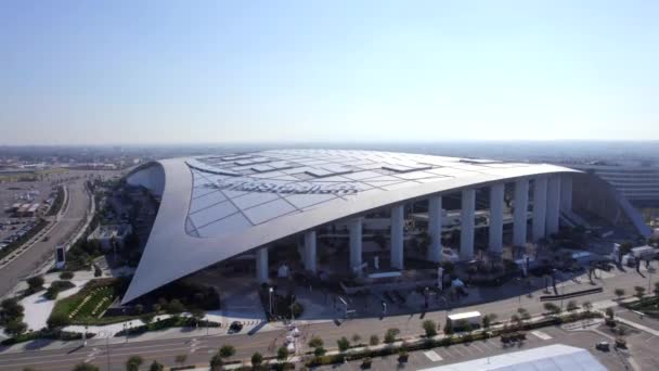 Imágenes Aéreas Del Estadio Sofi Vacío Inglewood Antes Del Super — Vídeos de Stock