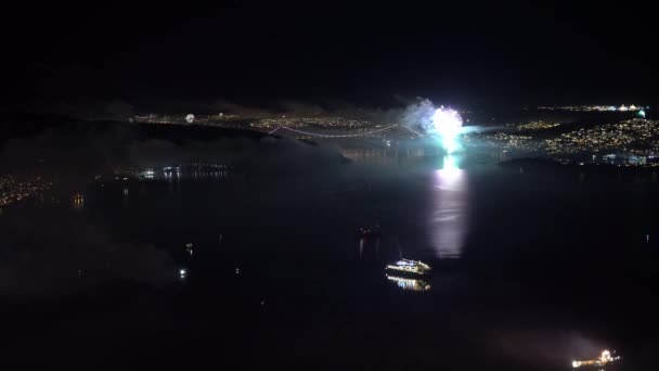 Bergen Norveç Teki Askoy Köprüsü Nün Yanında Güzel Yeni Yıl — Stok video