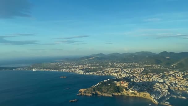 Ibiza Oude Stad Een Winterochtend Vanuit Een Kuip — Stockvideo