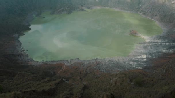 Green Sulfuric Lake Botten Krater Chichonal Vulkan Chiapas Mexiko Antenn — Stockvideo
