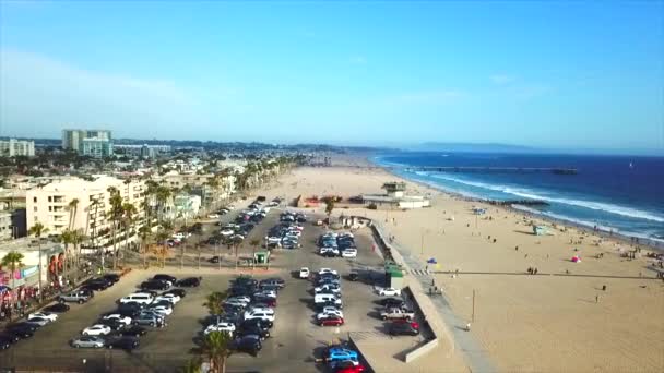Giornata Sole Sulla Spiaggia Venezia California Vista Oceano Drone Volante — Video Stock