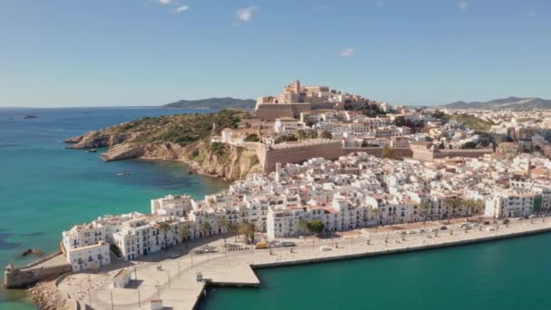 Vista Aérea Ciudad Ibiza Casco Antiguo Las Murallas Ciudad Eivissa — Vídeos de Stock