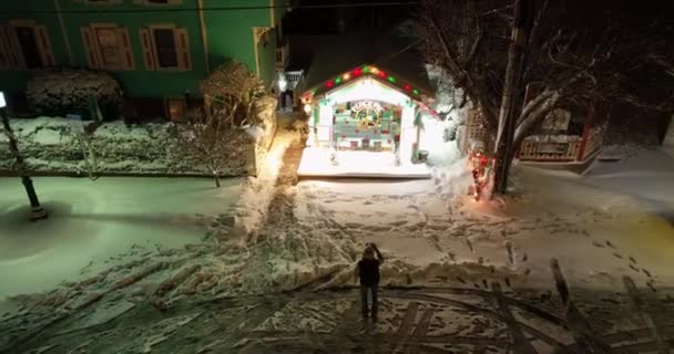Вночі Магазин Морозива Миром Свіжий Сніг Туристичний Магазин Кейп Мей — стокове відео
